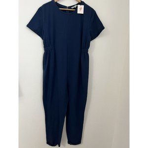 The Nines By Hatch Women's Medium Short Sleeve Maternity Jumpsuit Romper Navy